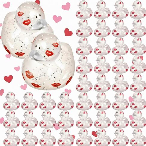 DEEKIN 24 Pcs Valentine Glitter Ducks Valentine's Day Ducks 2" Valentine's Themed Rubber Ducks Gift for Lovers Couples Date Night Anniversary Celebration Valentine's Day Party in Saudi Arabia