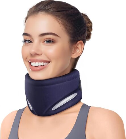 Ergonomic Neck Brace for Neck Pain and Support, Throat-friendly V-shape Cervical Collar with Dual Memory Foam for Comfort and Cervical Spine Pressure Relief, Vertebrae Stability (14.0" - 16.1") in Saudi Arabia