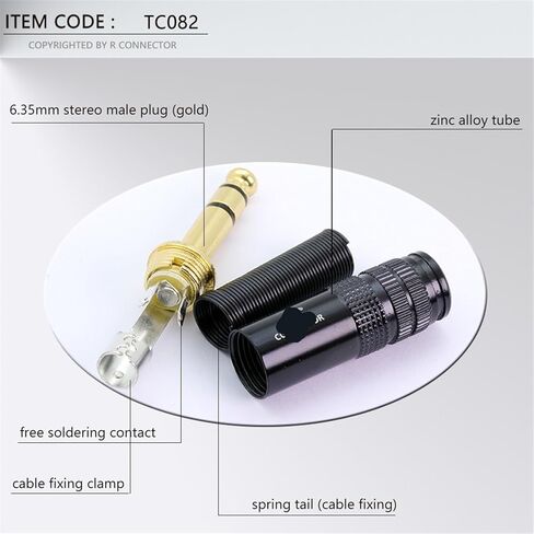 2Pcs 6.35mm Stereo Audio & Video Plug Connector 1 6.3 Audio Jack Black Plug Microphone Connector in Kuwait