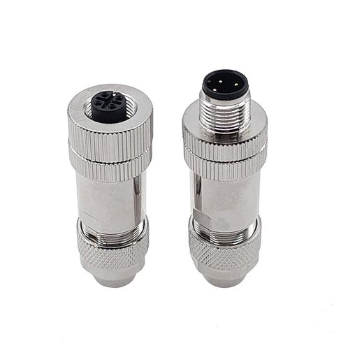 M12 Sensor Connector Male Female Signal Shielding Metal Plug 4 5 8 Pin Screw Threaded Coupling A Type 1Pcs(Angle 8pin Male) in Saudi Arabia