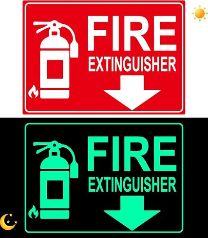 Fire Extinguisher Sign Sticker, Glow in the Dark Fire Extinguisher Signs with Arrow, 4×12 Inch 3 Pack Luminous Vinyl Safety Labels Soslina, Non Metal Waterproof Indoor Outdoor for Home Office Warehouse in Saudi Arabia