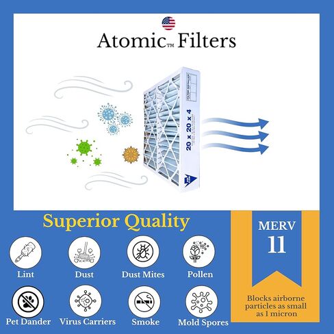 Atomic 20x20x4 MERV 11 Furnace Filter compatible for TopTech TT-FM-2020 TTFM2020, TT-FM-2020QB for use in Carrier TT-MAC-2122 TT-MAC-2020-3 Pack in Saudi Arabia