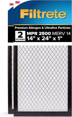 Filtrete 16x25x1 AC Furnace Air Filter, MERV 14, MPR 2500, Premium Ultra Fine Particle, 3-Month Pleated 1-Inch Electrostatic Air Cleaning Filter, 2-Pack (Actual Size 15.69 x 24.69 x 0.81 in) in Saudi Arabia