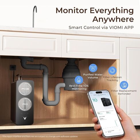 VIOMI V8 Pro 800GPD Reverse Osmosis System, 9 Stage Tankless Under Sink RO Water Filter, NSF/ANSI 372 & 58 Certified, 3:1 Pure to Drain, Reduce PFOA/PFOS, Smart LCD Faucet, Incl. 1 Extra Filter in Saudi Arabia