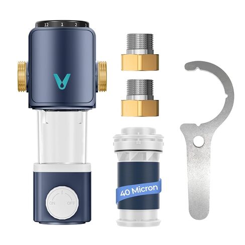 VIOMI 40 Micron Spin Down Sediment Filter, Backwash Whole House Water Filtration System for City Water, NSF/ANSI 372 Certified, Reusable Pre-Filtration System, 1" MNPT + 3/4" MNPT, BPA-Free in Saudi Arabia