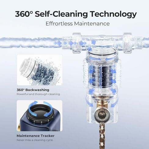 VIOMI 40 Micron Spin Down Sediment Filter, Backwash Whole House Water Filtration System for City Water, NSF/ANSI 372 Certified, Reusable Pre-Filtration System, 1" MNPT + 3/4" MNPT, BPA-Free in Saudi Arabia