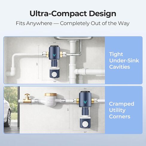 VIOMI 40 Micron Spin Down Sediment Filter, Backwash Whole House Water Filtration System for City Water, NSF/ANSI 372 Certified, Reusable Pre-Filtration System, 1" MNPT + 3/4" MNPT, BPA-Free in Saudi Arabia