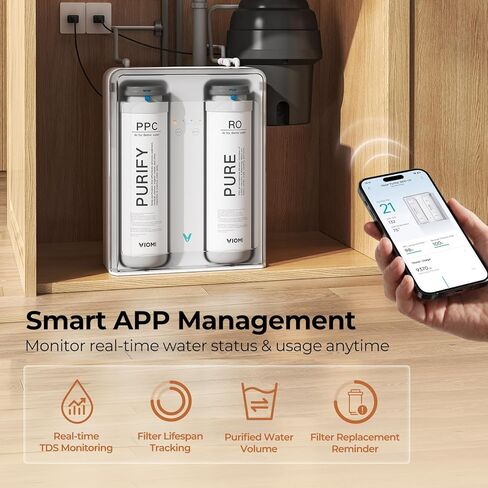 VIOMI Pure B6W 600 GPD Reverse Osmosis System, TDS Reduction, 7-Stage Tankless RO System, Under Sink Water Filter with Faucet, NSF/ANSI 372 & 58 Certified, 2:1 Pure-to-Drain, Wi-Fi Enabled APP Control in Saudi Arabia