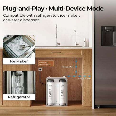VIOMI Pure B6W 600 GPD Reverse Osmosis System, TDS Reduction, 7-Stage Tankless RO System, Under Sink Water Filter with Faucet, NSF/ANSI 372 & 58 Certified, 2:1 Pure-to-Drain, Wi-Fi Enabled APP Control in Saudi Arabia