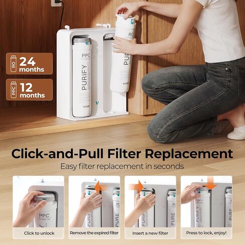 VIOMI Pure B6W 600 GPD Reverse Osmosis System, TDS Reduction, 7-Stage Tankless RO System, Under Sink Water Filter with Faucet, NSF/ANSI 372 & 58 Certified, 2:1 Pure-to-Drain, Wi-Fi Enabled APP Control in Saudi Arabia