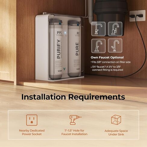 VIOMI Pure B6W 600 GPD Reverse Osmosis System, TDS Reduction, 7-Stage Tankless RO System, Under Sink Water Filter with Faucet, NSF/ANSI 372 & 58 Certified, 2:1 Pure-to-Drain, Wi-Fi Enabled APP Control in Saudi Arabia