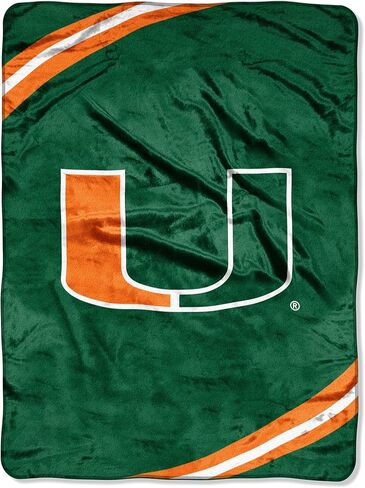 Northwest The Company NCAA Miami Hurricanes Force Royal Plush Raschel Throw Blanket, 60x80-Inch in Saudi Arabia