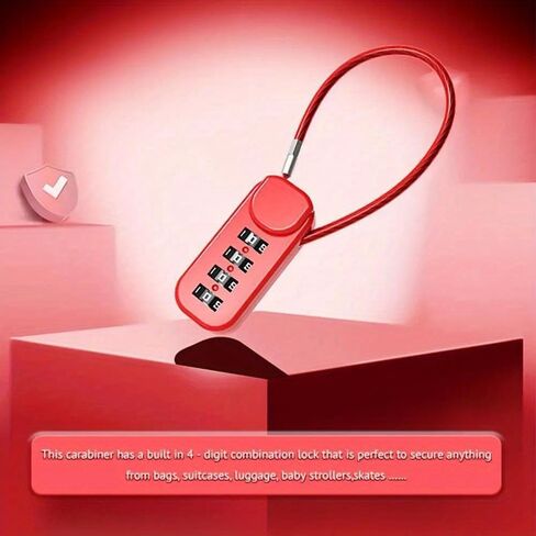 سبائك الزنك 4 أرقام قفل كلمة المرور المحمولة المضادة للسرقة سلك حبل قفل خزانة عنبر قفل الأمتعة قفل مجموعة المنزل (أسود) in Saudi Arabia