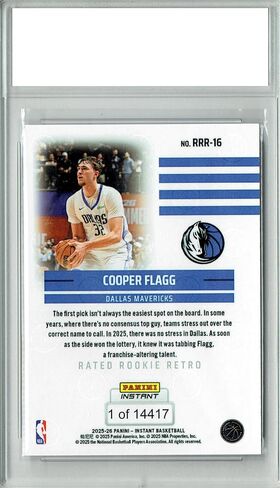 Cooper Flagg 2025 Panini Instant #RRR-16 Rated Rookie 14,417 Made Rookie Card PGI 10 in Saudi Arabia