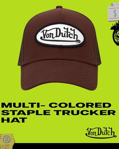 قبعة سائقي الشاحنات من Von Dutch للجنسين - قبعة بيسبول شبكية خلفية كلاسيكية كلاسيكية ذات كتلة ملونة للرجال والنساء in Kuwait
