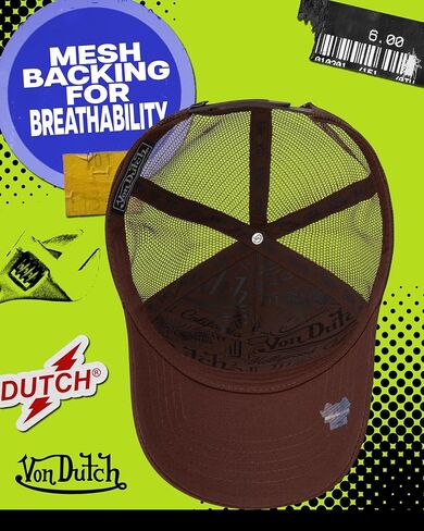 قبعة سائقي الشاحنات من Von Dutch للجنسين - قبعة بيسبول شبكية خلفية كلاسيكية كلاسيكية ذات كتلة ملونة للرجال والنساء in Kuwait