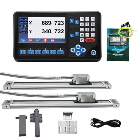 2Axis LCD DRO Multi-Function Digital Readout Display,16''x60'' 5um Magnetic Scales EIA-422 Output IP67 DIY OEM Encoder Sensor for Lathe Milling Bridgeport Knee Mill (420mmx1520mm) in Saudi Arabia