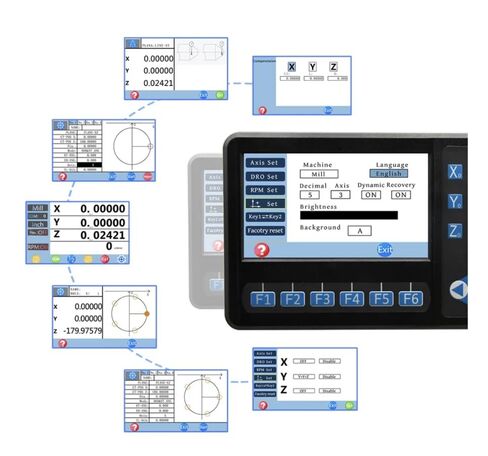 2Axis LCD DRO Multi-Function Digital Readout Display,16''x60'' 5um Magnetic Scales EIA-422 Output IP67 DIY OEM Encoder Sensor for Lathe Milling Bridgeport Knee Mill (420mmx1520mm) in Saudi Arabia