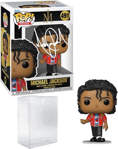 Michael Jackson #491 Beat It Facsimile Signed Reprint Laser Autographed Funko POP! Rocks Figurine with Protector Case in Saudi Arabia
