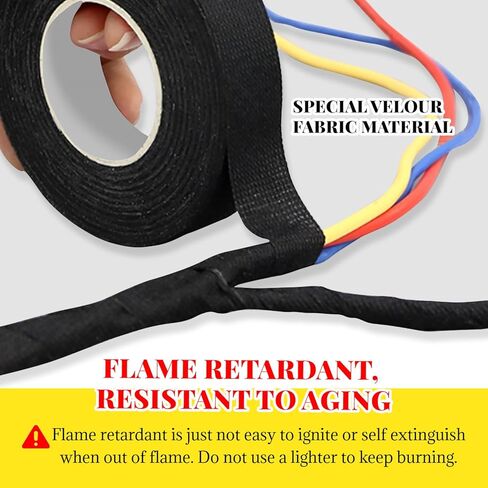BOROLA Flame Retardant Wire Harness Tape 19mm x 25m – Cloth-Backed Adhesive Wiring Loom Tape for Automotive & Industrial Use, Sound Insulation & Noise Reduction, Wear & Temperature Resistant (1 Roll) in Saudi Arabia