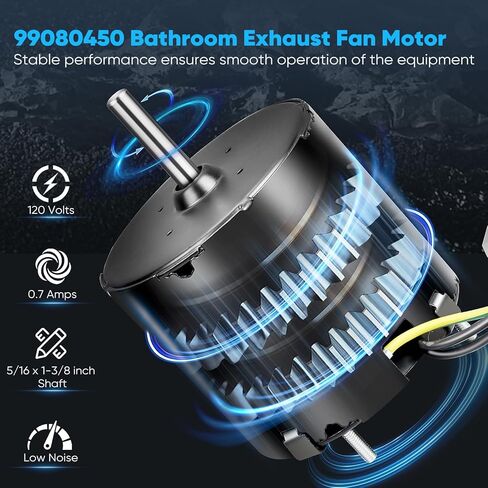 99080450 Bathroom Exhaust Fan Motor, 120 Volts 0.65 Amps, 5/16 x 1-3/8 inch Shaft, Compatible with Broan Nutone Brand, Replacement Part Number 99080450, S99080450, 71732005, 5KSM84DFK175P in Saudi Arabia