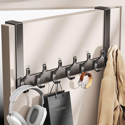 Over The Door Hooks Hanger, Heavy Duty Rack for Winter Coat, Fits 1 3/4" Doors - Bathroom Accessories and Towel Organizer Holder-No Installation Required (White) in Saudi Arabia
