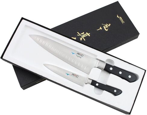 طقم سكاكين المبتدئين من سلسلة MAC Knife Professional مكون من قطعتين PRO-20، وMTH-80 Pro series 8 بوصات سكين الشيف مع الدمامل وسكين التقشير PKF-50 Pro series 5 بوصات، مصنوع يدويًا في سيكي، اليابان in Kuwait