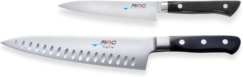 طقم سكاكين المبتدئين من سلسلة MAC Knife Professional مكون من قطعتين PRO-20، وMTH-80 Pro series 8 بوصات سكين الشيف مع الدمامل وسكين التقشير PKF-50 Pro series 5 بوصات، مصنوع يدويًا في سيكي، اليابان in Kuwait