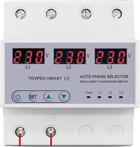 100A 3 Phase 3P+N Din Rail Phase Selector Voltmeter with Adjustable Over and Under Voltage Protection Monitor Relays Protector in Saudi Arabia