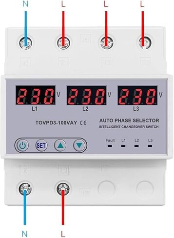 100A 3 Phase 3P+N Din Rail Phase Selector Voltmeter with Adjustable Over and Under Voltage Protection Monitor Relays Protector in Saudi Arabia