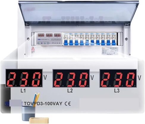 100A 3 Phase 3P+N Din Rail Phase Selector Voltmeter with Adjustable Over and Under Voltage Protection Monitor Relays Protector in Saudi Arabia