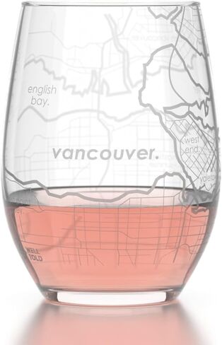 Well Told Engraved Berlin Germany Map Stemless Wine Glass - Etched City Map Wine Glass Gift for Wine Lovers (15 oz, Clear) in Saudi Arabia