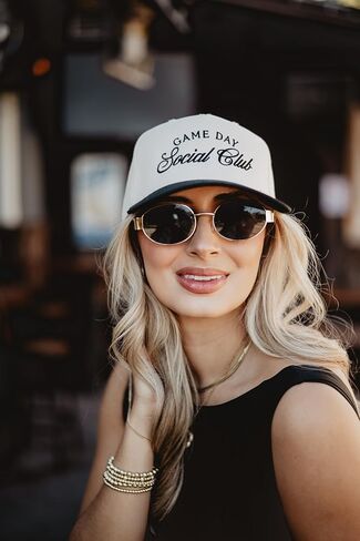 KATYDID Game Day Social Club Vintage Hat - Two-Toned Trucker Hat - Embroidered Vintage Baseball Cap for Women - Snapback in Saudi Arabia