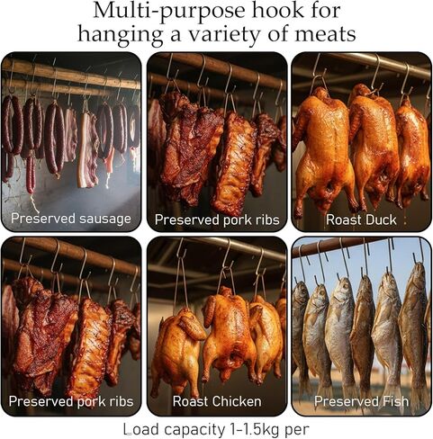cobee Meat Hooks, 20PCS Premium Stainless Steel Butcher Hook, Smoked Hooks Meat Processing for Hot and Cold Chicken Hunting Smoked in Saudi Arabia