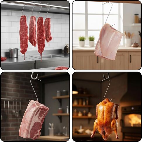 cobee Meat Hooks, 20PCS Premium Stainless Steel Butcher Hook, Smoked Hooks Meat Processing for Hot and Cold Chicken Hunting Smoked in Saudi Arabia