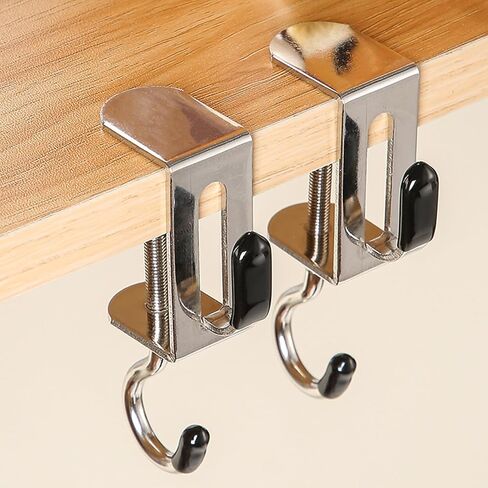 3Pcs Desk Mount Bag Holder Double Hook Clamp Stand up Desk Store Clamp-On Under Desks Hanger Backpack Handbag and Purse Holder Organizer for Table Desks (8.8x2.9x2.1cm) in Saudi Arabia