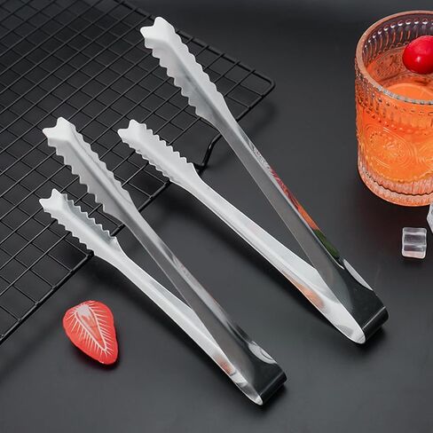 2 Pcs 304 Stainless Steel Ice Tongs, 8 inches Ice Tube Tongs for Ice Bucket Ice Sugar Cubes Coffee Bar Food Serving etc in Saudi Arabia