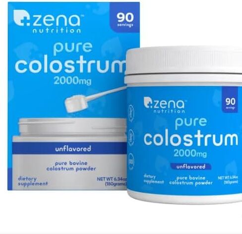 Ze_Na Pure Colostrum 2000mg – Unflavored Bovine Colostrum Powder – Dietary Supplement for Immune and Gut Health (6.34 oz, 90 Servings) – Bonus 2 Sugar Free White Peach Hydration Sticks in Saudi Arabia