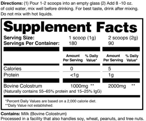 Ze_Na Pure Colostrum 2000mg – Unflavored Bovine Colostrum Powder – Dietary Supplement for Immune and Gut Health (6.34 oz, 90 Servings) – Bonus 2 Sugar Free White Peach Hydration Sticks in Saudi Arabia