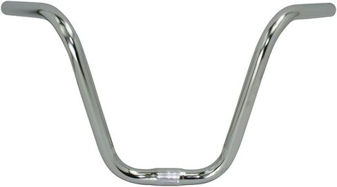 OG LOWRIDER Classic 9 "Rise V Ape المشبك 25.4 مم - تصميم فولاذي أملس للدراجات Lowrider مقاس 12 بوصة - لمسة نهائية من الكروم والأسود (أسود) in Kuwait