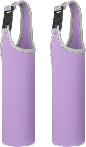 Neoprene Water Bottle Sleeves, Water Bottle Carrier Insulators Beverage Bottle Can Sleeves with Carrying Handle, 3 in Fit for Hiking Cycling Camping Travel (2 Pack, Navy Blue) in Saudi Arabia