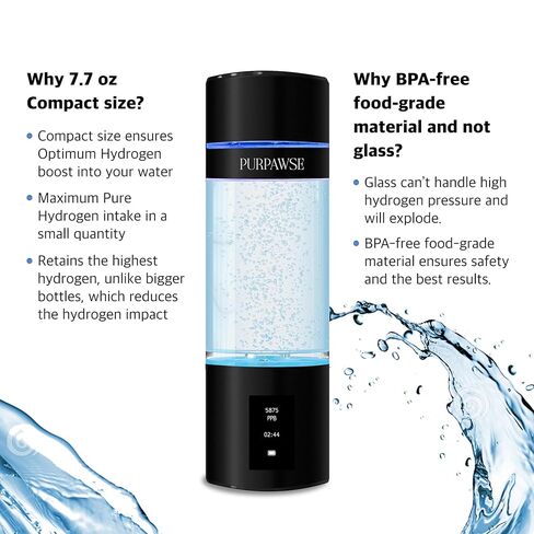Portable Hydrogen Water Bottle Generator, Up to 6000 PPB with SPE/PEM Technology Hydration Hydrogenated Water Bottle, Athletic, Rechargeable H2 Generator, Long Lasting Battery in Saudi Arabia