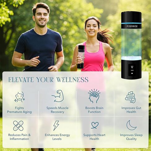 Portable Hydrogen Water Bottle Generator, Up to 6000 PPB with SPE/PEM Technology Hydration Hydrogenated Water Bottle, Athletic, Rechargeable H2 Generator, Long Lasting Battery in Saudi Arabia