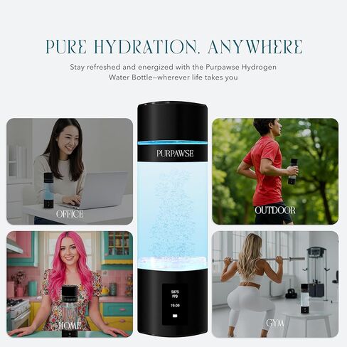 Portable Hydrogen Water Bottle Generator, Up to 6000 PPB with SPE/PEM Technology Hydration Hydrogenated Water Bottle, Athletic, Rechargeable H2 Generator, Long Lasting Battery in Saudi Arabia