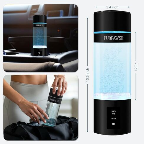 Portable Hydrogen Water Bottle Generator, Up to 6000 PPB with SPE/PEM Technology Hydration Hydrogenated Water Bottle, Athletic, Rechargeable H2 Generator, Long Lasting Battery in Saudi Arabia