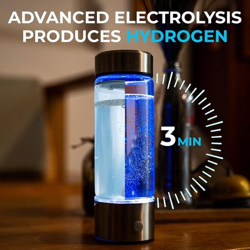 HydroForge Hydrogen Water Bottle Generator — xxoZ German Glass Molecular Hydrogen Bottle with SPE PEM Technology | Hydrogen-Rich Water in 3 Minutes | USB Rechargeable Portable, Gym, Office & Travel in Saudi Arabia