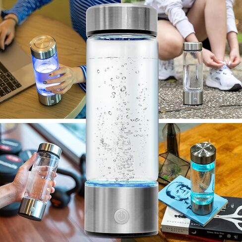 HydroForge Hydrogen Water Bottle Generator — xxoZ German Glass Molecular Hydrogen Bottle with SPE PEM Technology | Hydrogen-Rich Water in 3 Minutes | USB Rechargeable Portable, Gym, Office & Travel in Saudi Arabia