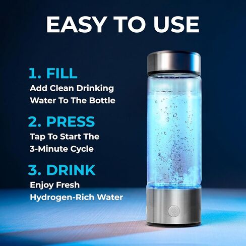 HydroForge Hydrogen Water Bottle Generator — xxoZ German Glass Molecular Hydrogen Bottle with SPE PEM Technology | Hydrogen-Rich Water in 3 Minutes | USB Rechargeable Portable, Gym, Office & Travel in Saudi Arabia