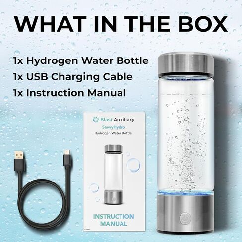 HydroForge Hydrogen Water Bottle Generator — xxoZ German Glass Molecular Hydrogen Bottle with SPE PEM Technology | Hydrogen-Rich Water in 3 Minutes | USB Rechargeable Portable, Gym, Office & Travel in Saudi Arabia