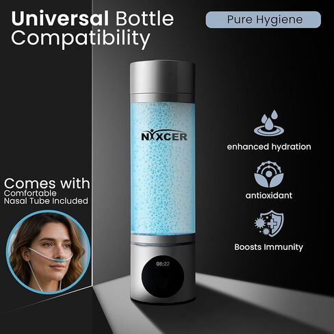 Hydrogen Pro Water Bottle – 8000PPB H2, SPE/PEM, OLED Display, Dual Mode (5/10 Min), USB-C Rechargeable – Portable Hydrogen Generator for Wellness, Recovery, Gym & Gift (Silver) in Saudi Arabia